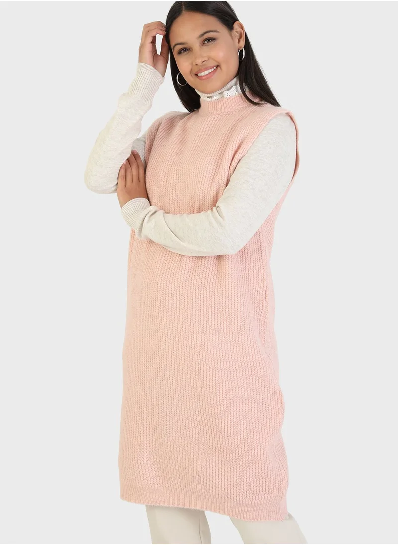 Refka by modanisa Crew Neck Knitted Tunic