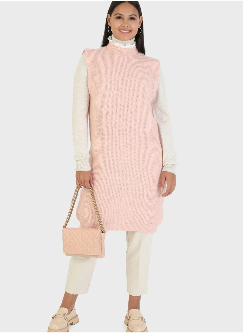 Refka by modanisa Crew Neck Knitted Tunic
