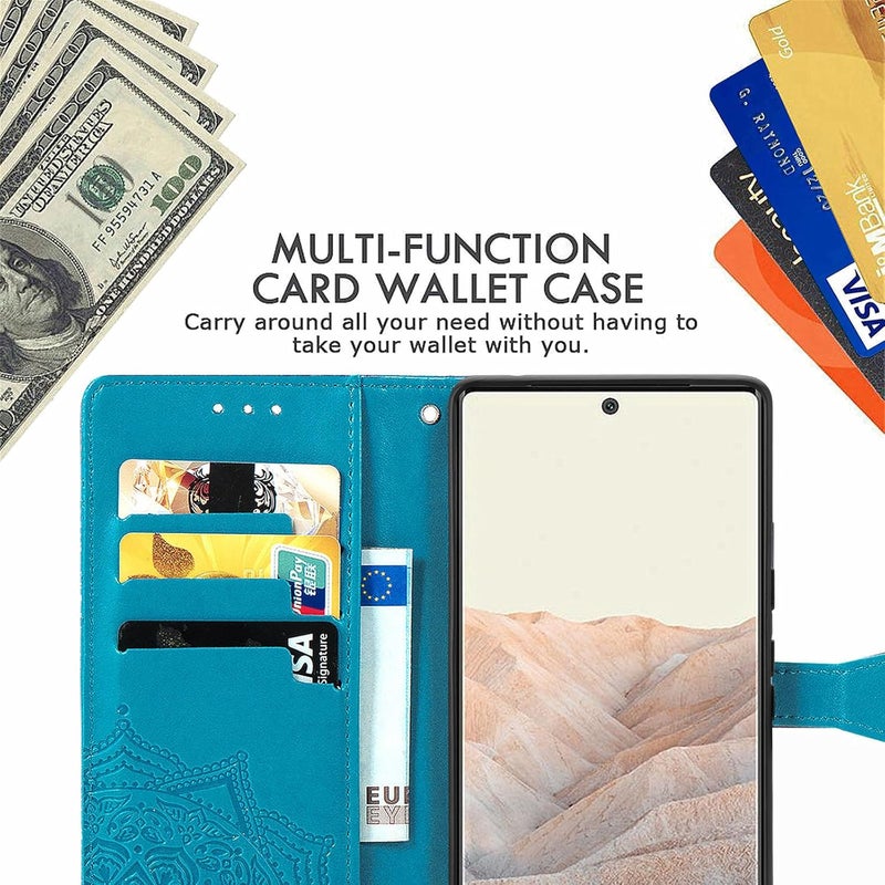 YUANSHXM-Wallet Case for Google Google Pixel 9 Pro/9 Pro XL/9,All-Inclusive Protection Retro Embossing Leather Cover with Card Slots Flip Kickstand Case (Purple,9 Pro XL) - Image 2