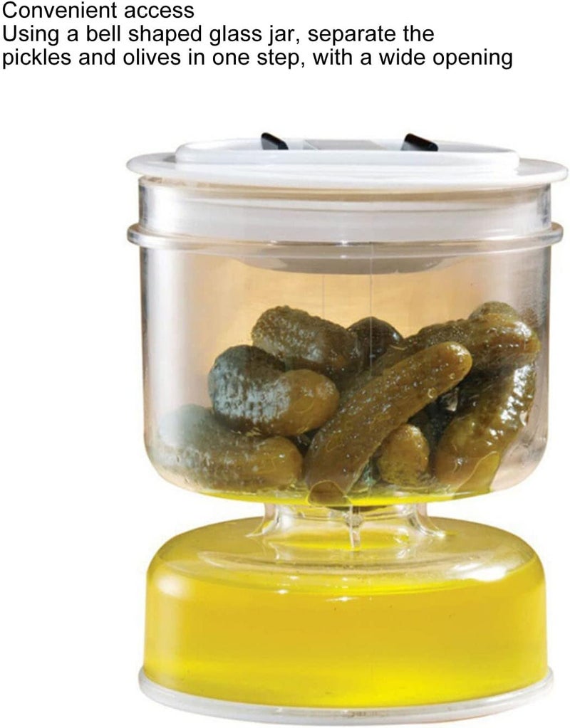 klarako Pickle Jar with Strainer Flip, Double Leak Proof Pickle and Olives Jar Container, Food Storage Container Flip Hourglass Jar, Pickle Flip Jar Dry and Wet Separation Cans Juice - Image 4