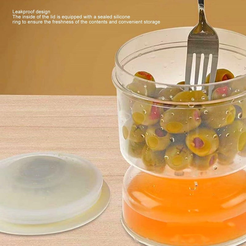 klarako Pickle Jar with Strainer Flip, Double Leak Proof Pickle and Olives Jar Container, Food Storage Container Flip Hourglass Jar, Pickle Flip Jar Dry and Wet Separation Cans Juice - Image 2