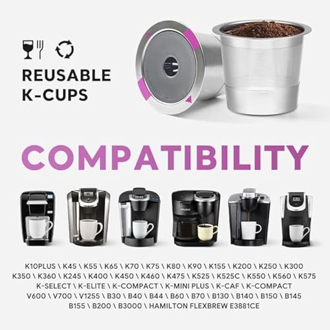 Paporich K Cups Coffee Filter Stianless Steel Reusable K Cup Coffee Pods Universal Refillable K Cup Reusable Coffee Pods Filters For K Select Coffee Brewer Spoon Clamp And Spoon Brush - Image 5