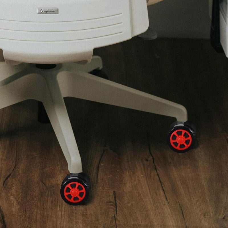 Office Chair Wheel Replacement 2.5-inch Stem Smooth Rolling Casters 5pcs for Gaming and Desk Chairs, Heavy Duty Black-red Wheels Compatible with Hardwood and Carpet Floors - Image 4