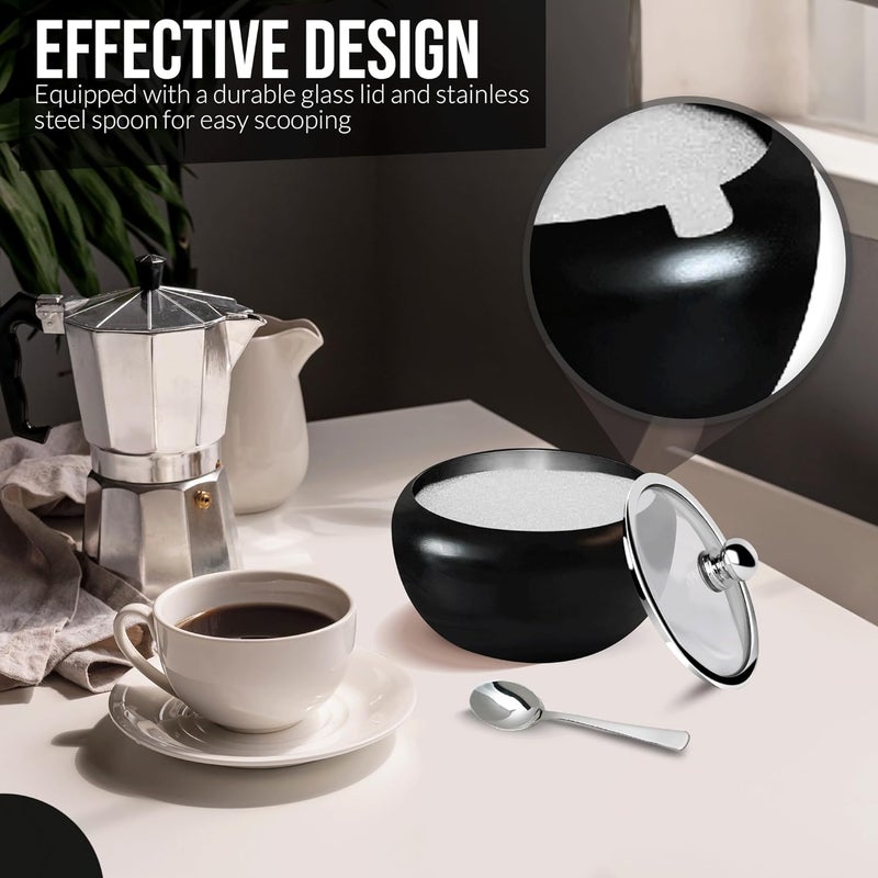 Tulvera Sugar Bowl with Lid and Spoon | 12oz Sugar Container for Coffee Bar | Stainless Steel Holder Jar for Salt, Tea, Candy, Sugar Cube, Brown Sugar, Ghee | Kitchen Countertop Storage Accessories | 350ml - Image 5