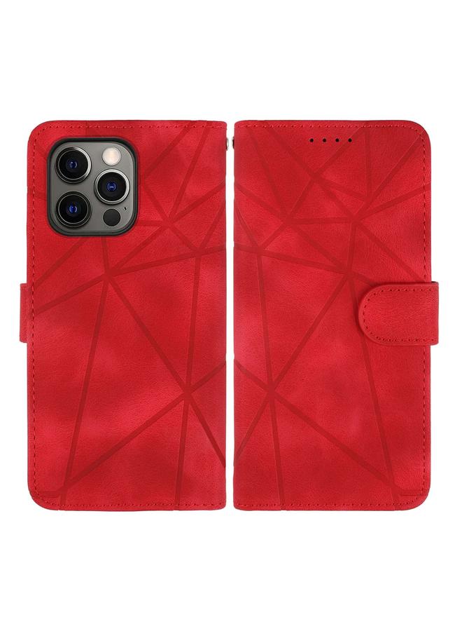 Zaboon Case For iPhone 12 / 12 Pro Skin Feel Geometric Lines Leather Phone Case - Image 2