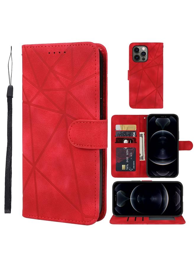 Zaboon Case For iPhone 12 / 12 Pro Skin Feel Geometric Lines Leather Phone Case - Image 1