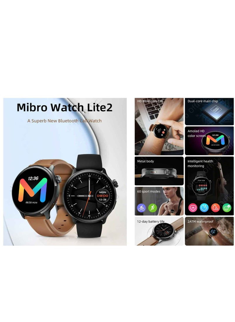 Mibro - Mibro Watch Lite 2, 1.3 inch, 60 Sports Modes HD Bluetooth calling Amoled HD display SpO2 Health monitoring Tarnish - Image 1