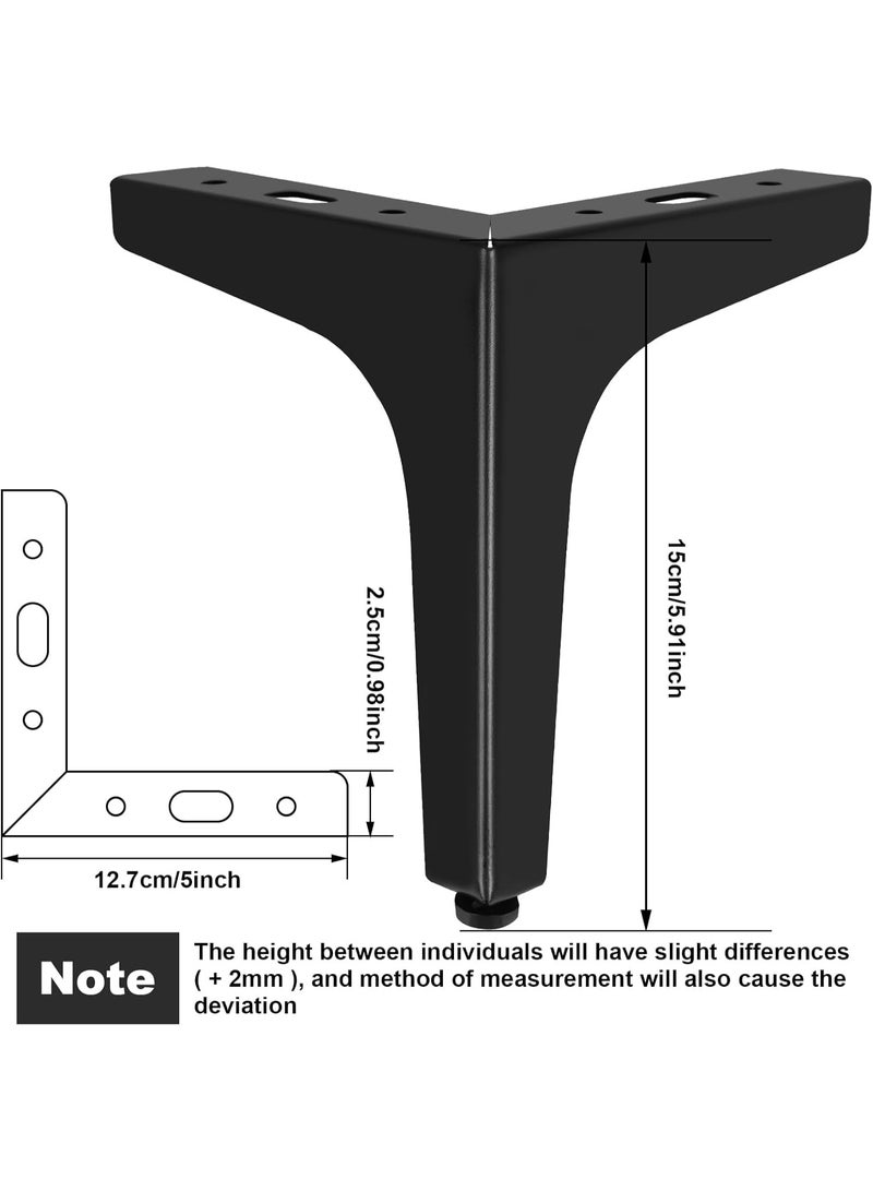 15cm Metal Furniture Legs - Set of 4 Modern Iron Diamond Triangle Feet, Black, for Sofa, Cabinet, Chair, Bed, and More - Image 4
