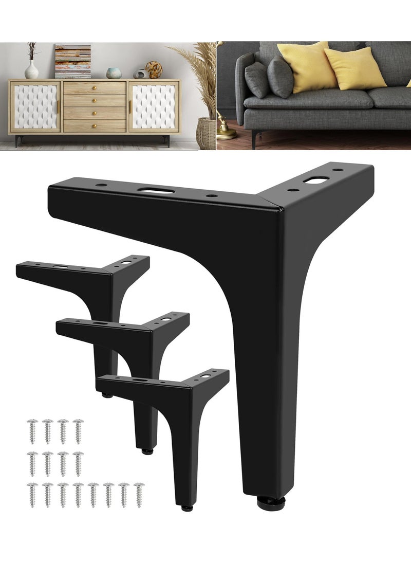 15cm Metal Furniture Legs - Set of 4 Modern Iron Diamond Triangle Feet, Black, for Sofa, Cabinet, Chair, Bed, and More - Image 1