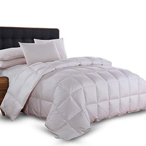 Royal Tradition Goose Down Comforter Medium Weight/Warmth (California King Size) 100-Percent Cotton Shell, Dobby Checkered Pattern, Standard Goose Down Fill, All Seasons Duvet Insert - Image 1