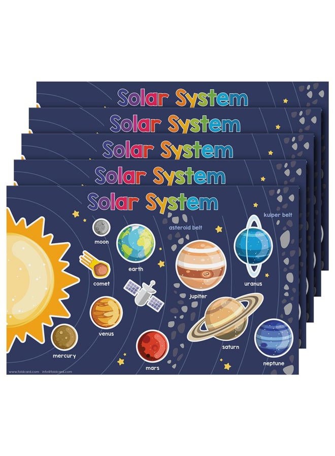 FoldCard Solar System Science Educational Charts for Preschool to Gradeschool Kids – Colorful Visual / Learning Aid Poster for Classroom or Homeschool | Glossy Durable Cardstock | 11" x 17" | 5 per Pack - Image 1