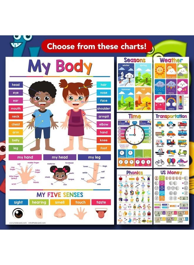 FoldCard Solar System Science Educational Charts for Preschool to Gradeschool Kids – Colorful Visual / Learning Aid Poster for Classroom or Homeschool | Glossy Durable Cardstock | 11" x 17" | 5 per Pack - Image 3