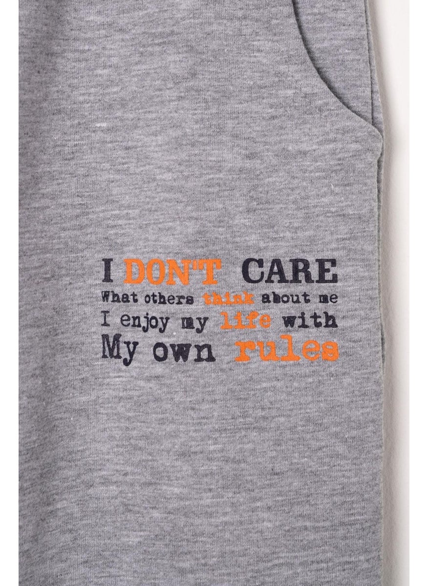Zepkids - Text Printed Gray Color Boy's Tracksuit Bottom - Image 1