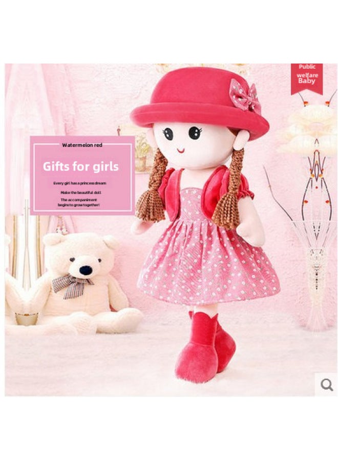 Realistic Fabric Dolls Plush Toys Girls Small Dolls Children's Birthday Gifts Hugging Sleeping-Color:Xin'er Watermelon Red-Height:60cm - Image 1
