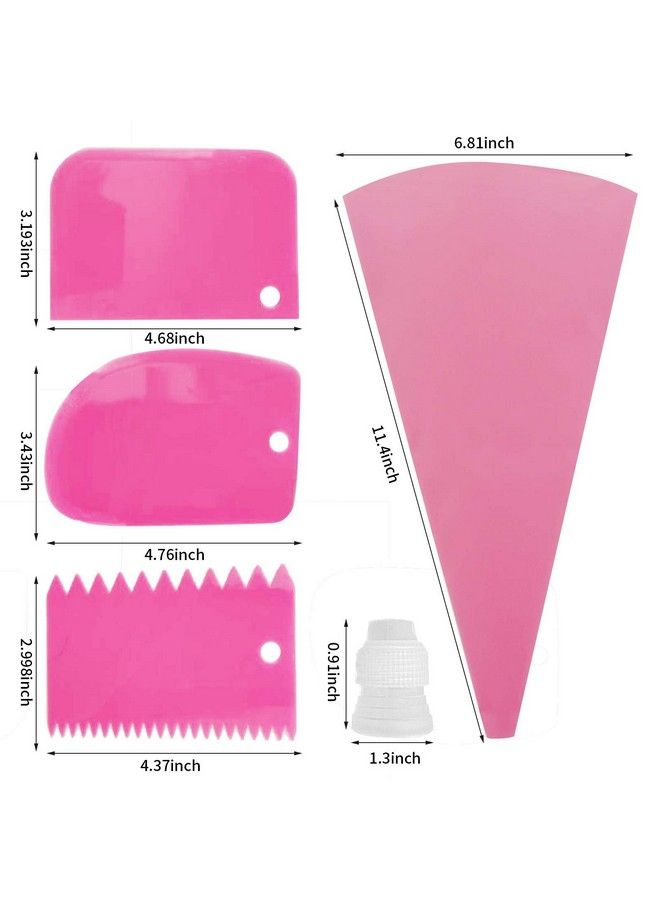 Jutoe 22Pcs Piping Bags And Tips Set2 Reusable Silicone Pastry Bag With 14 Stainless Steel Nozzle Icing Tips Set 3 Icing Smoother & 2 Couplers &1Sealing Clip For Baking Decorating Cake Tool (Pink) - Image 4