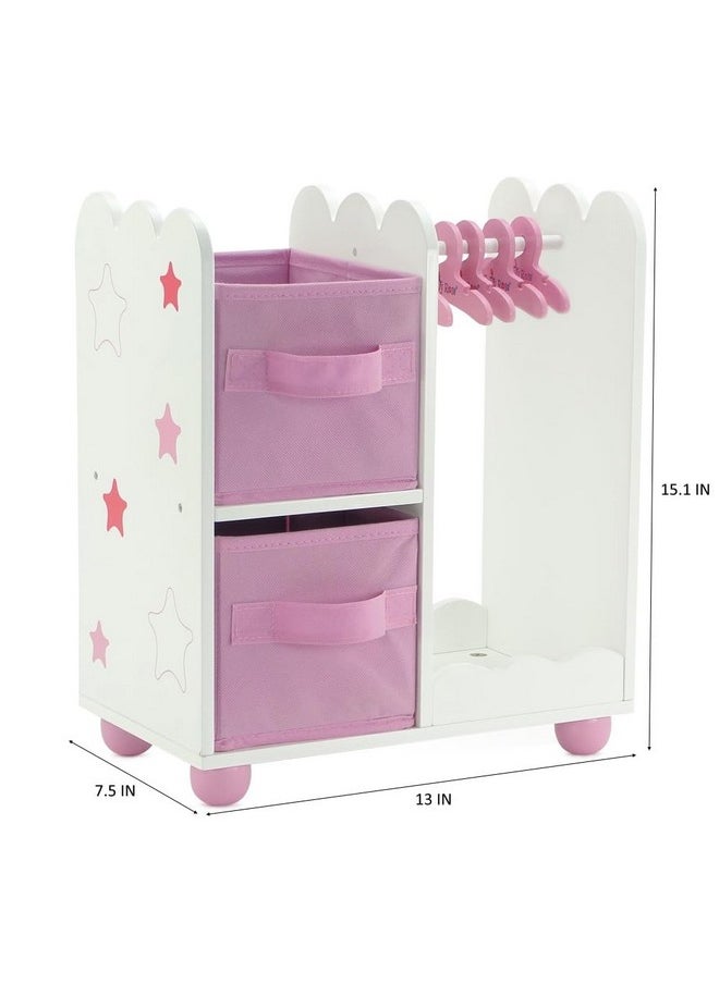 Emily Rose Emily Rose 14 Inch Doll Pink 14" Doll Clothes Storage Armoire Closet - Star, Includes 5 Doll Clothing Hangers | Wardrobe Fits 14"-15" Doll Clothes  - Image 5