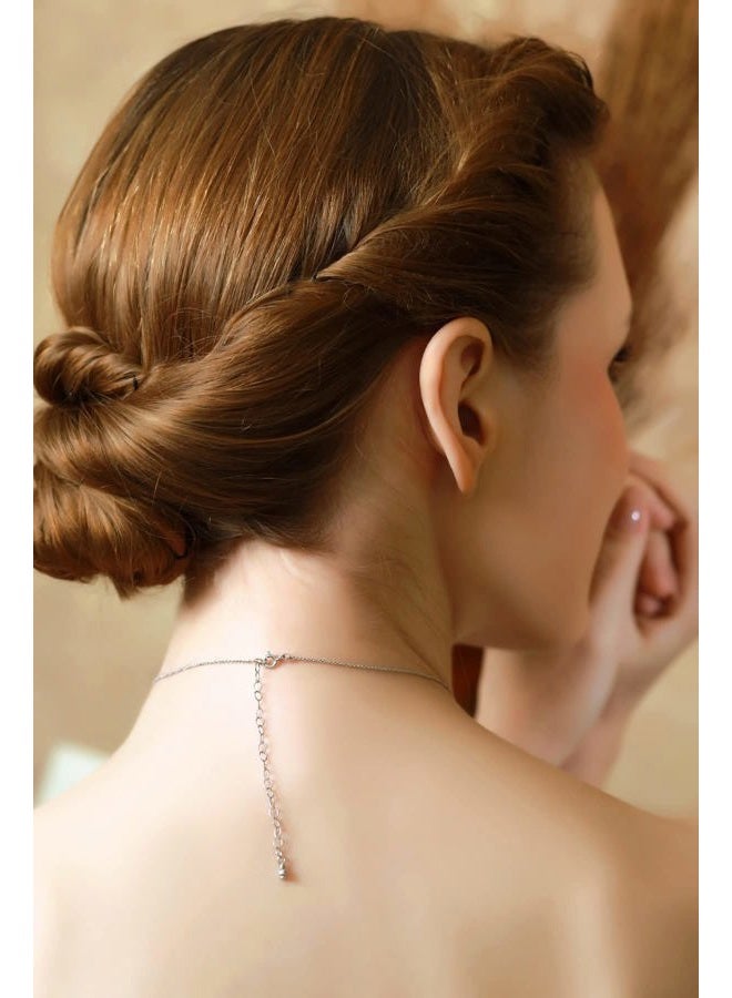 B. BRILLIANT Sterling Silver Round Halo Slide Short Choker Necklace Made with Swarovski Crystals - Image 4