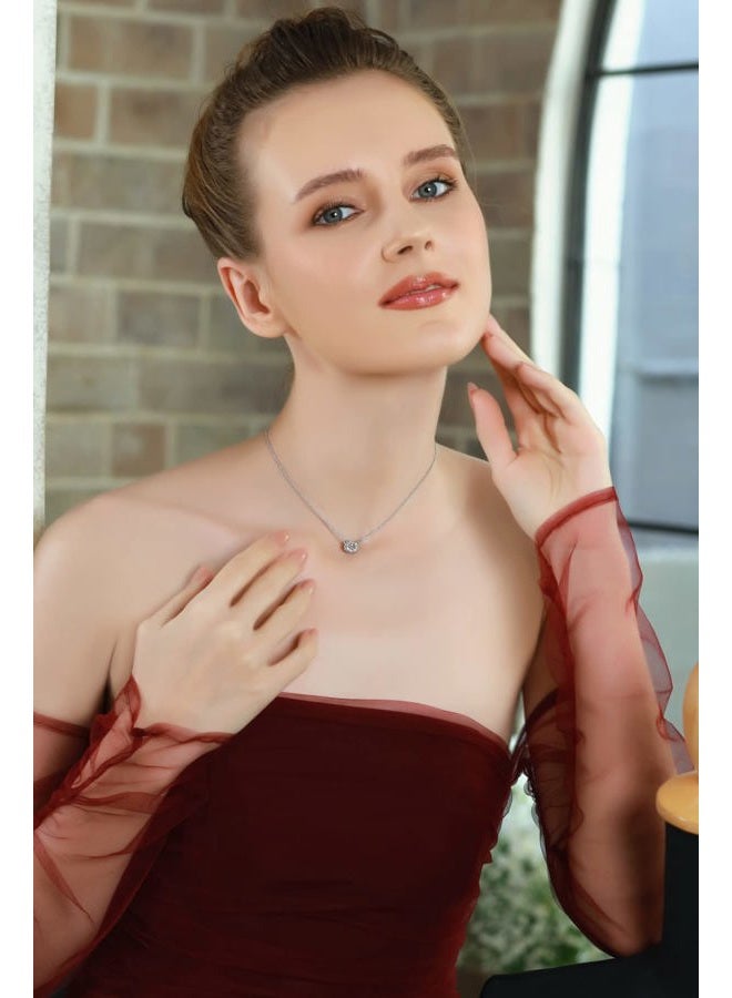 B. BRILLIANT Sterling Silver Round Halo Slide Short Choker Necklace Made with Swarovski Crystals - Image 3