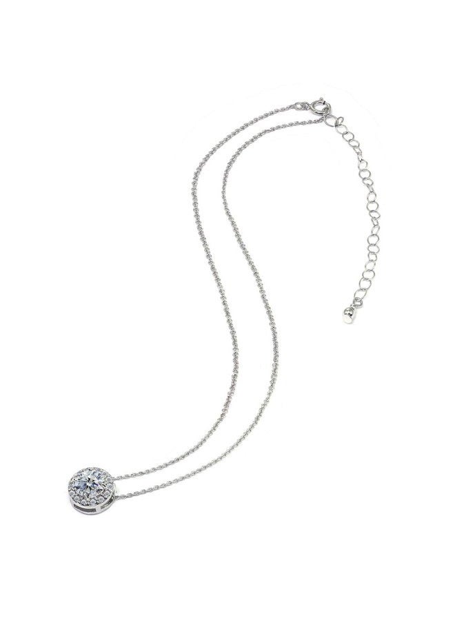 B. BRILLIANT Sterling Silver Round Halo Slide Short Choker Necklace Made with Swarovski Crystals - Image 5