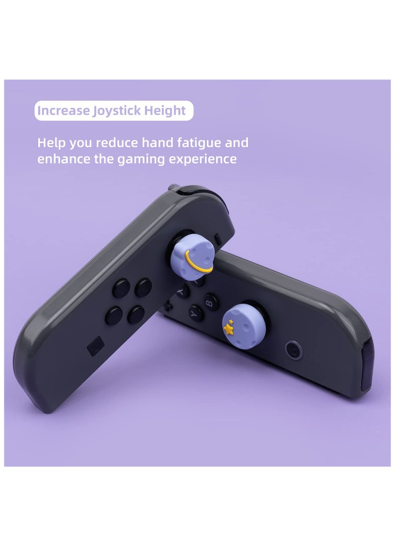 KASTWAVE - Thumb Grip Caps Compatible with Nintendo Switch / OLED / Switch Lite ,Soft Silicone Joystick Rocker Cover,4PCS (Purple Happy Planet Pattern) - Image 1