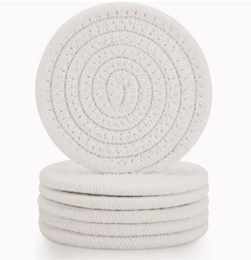 ABenkle Woven Coasters for Drinks Set of 6 Boho Absorbent Drinking Coaster 43 Inch  Perfect Housewarming Gift Home Decor Bar Essentials for Coffee Table