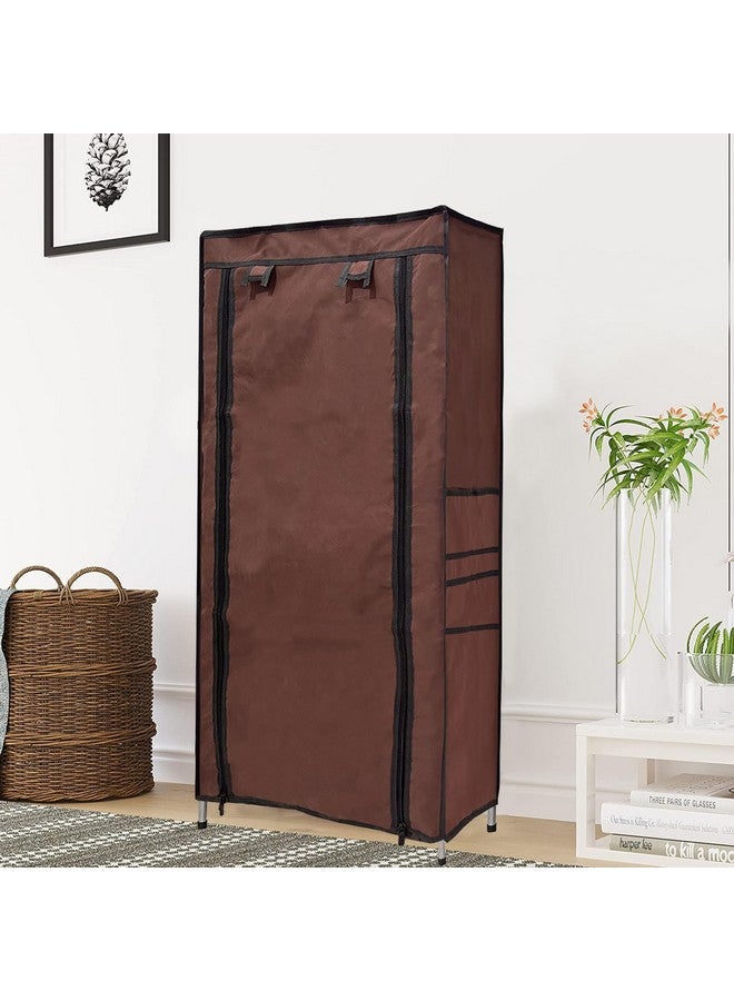 SANAMSTORE رف أحذية معدني بعمود 9 طبقات من SANAMSTORE مع غطاء قماش غير منسوج 100GSM لرف الأحذية للمنزل، المكتب، رف الملابس/الألعاب/الكتب - بني - Image 2