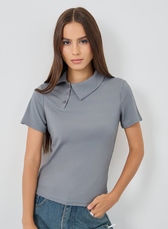 تايك تو توب بولو قصير بأكمام قصيرة بنقشة مميزة - Image 2