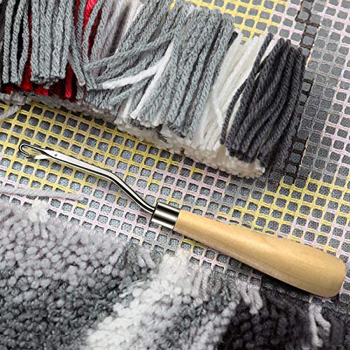 Chuangdi 3 Pieces Latch Hook Tool Rug Mesh Fabric Canvas Wooden Bent Latch Hook Tool Yarn Cutter Embroidery Crafts Supplies for DIY Rug Carpet Tapestry Making, 19 x 59 Inches - Image 4
