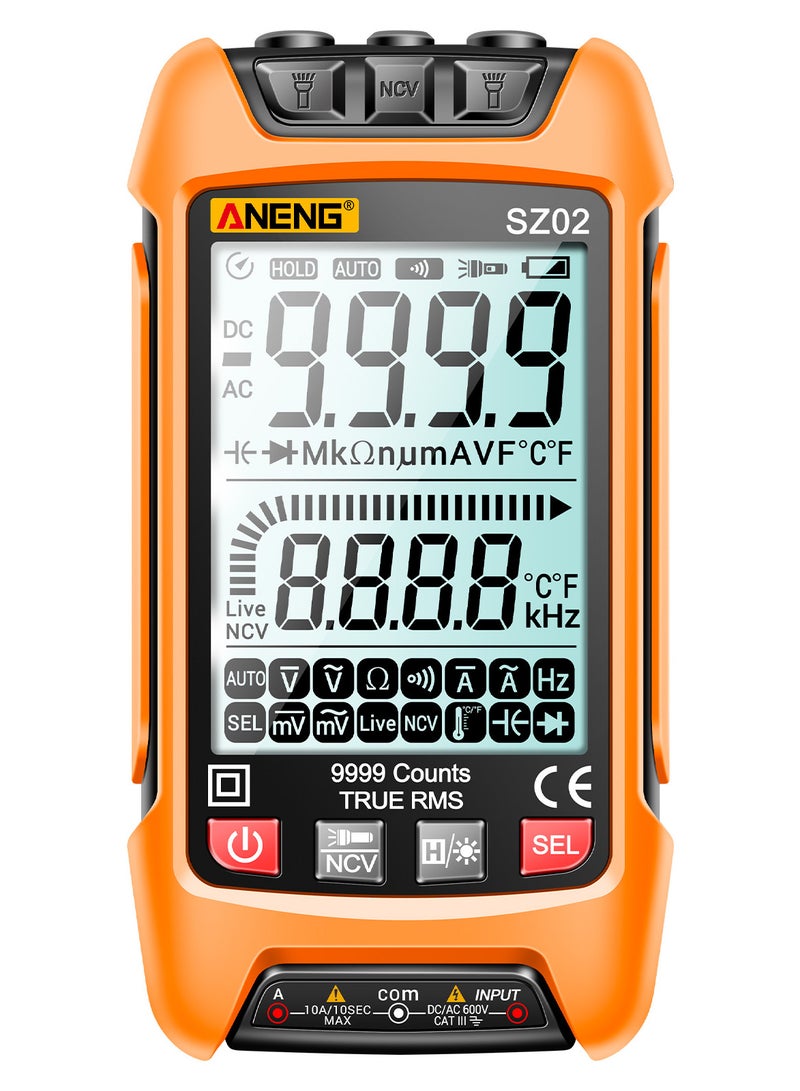 ANENG SZ02 Smart Digital Multimeter Auto Range 9999 Counts NCV Universal Meter Handheld Multifunctional Tester Voltmeter Ammeter Orange - Image 1