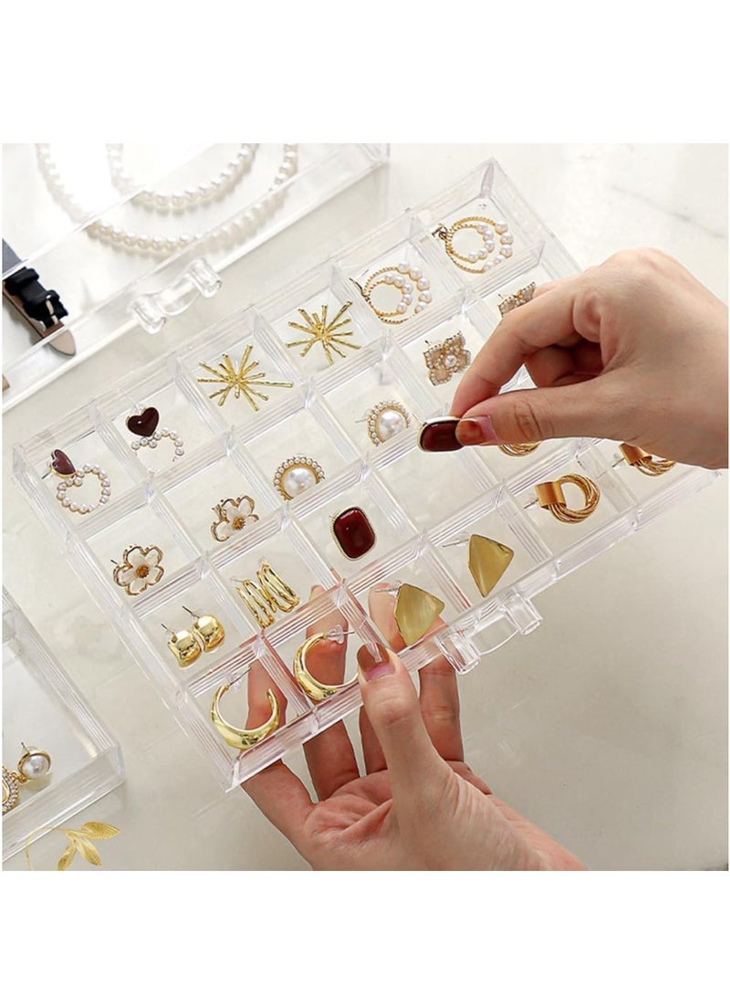 GUDOO Jewelry Box Organizer for Women Girls, 3-Layer Transparent Jewelry Organizer Large Capacity 72 Grids Dustproof Earrings Rings - Image 2