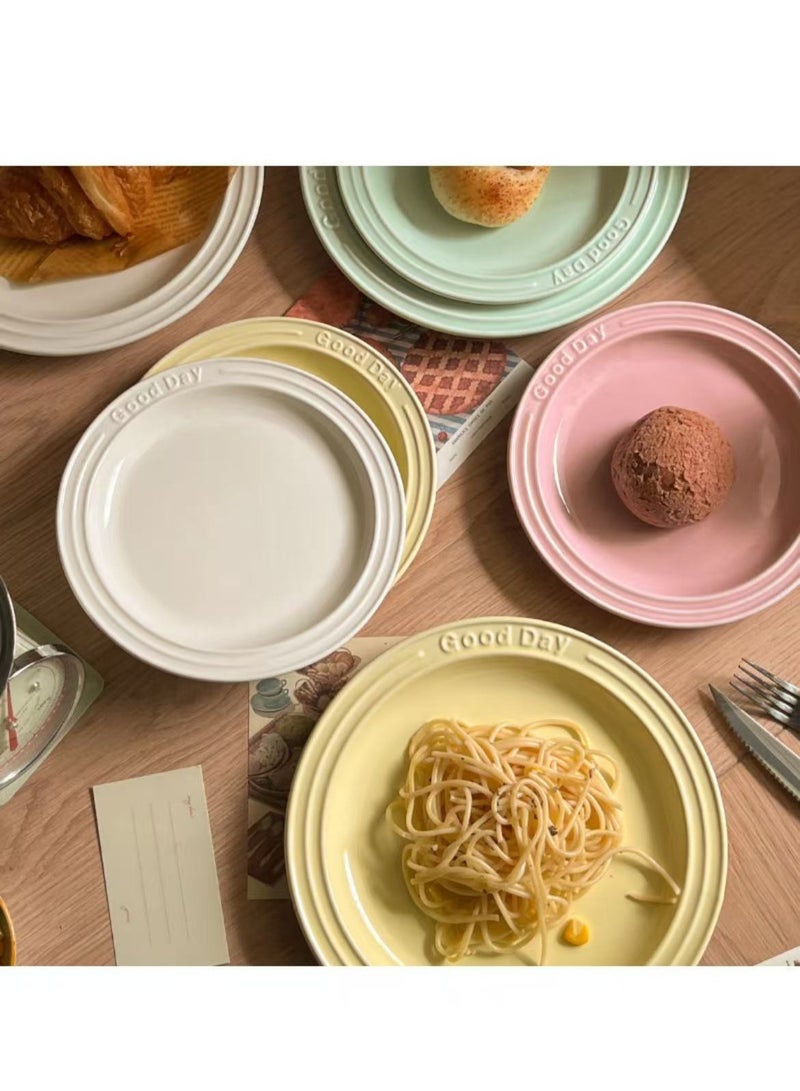 HAOWINS-PAN Ceramic Plates, Lightweight Reusable Unbreakable Dinner Plates, Healthy for kitchen Camping Picnic Adult, for Microwave and Dishwasher, White - Image 2