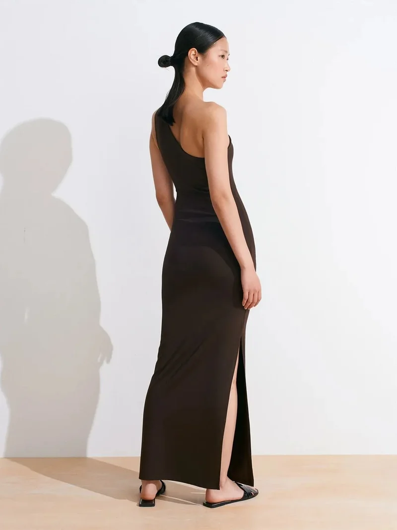 Dilvin Dilvin Asymmetrical One-Sleeve Maxi Dress