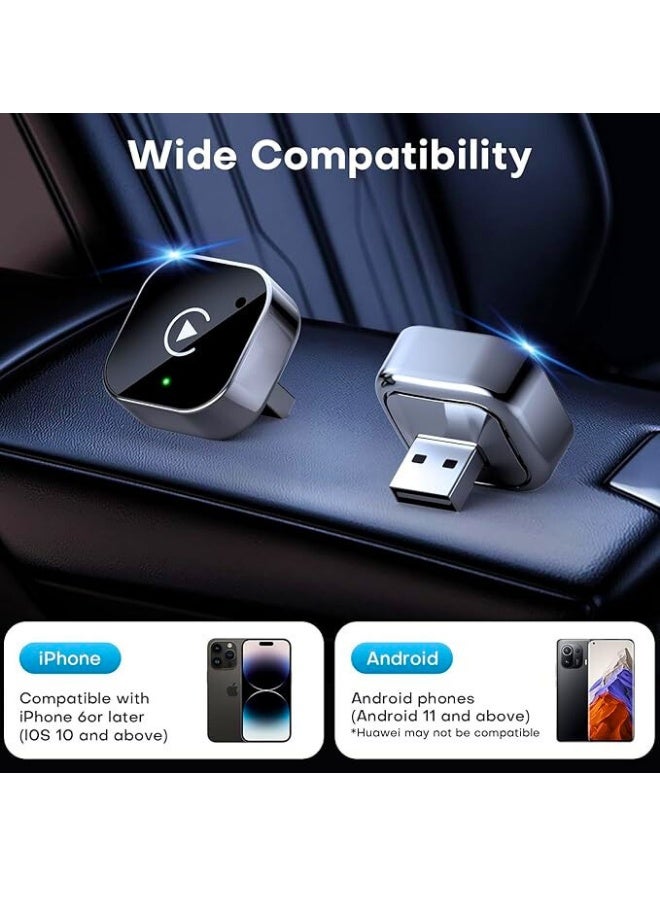 Chase Up 2 in-1 Wireless CarPlay Adapter Compatible with iPhone & Android, Plug & Play CarPlay Dongle Converts Wired to Wireless, No Delay, with USB/USB-C Port - Image 3