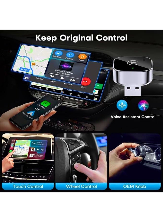 Chase Up 2 in-1 Wireless CarPlay Adapter Compatible with iPhone & Android, Plug & Play CarPlay Dongle Converts Wired to Wireless, No Delay, with USB/USB-C Port - Image 2