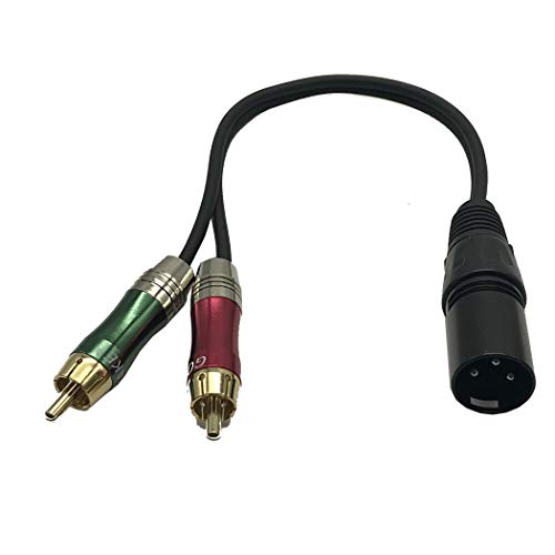 MMNNE 1Feet Dual RCA to XLR Male Y Splitter Patch Cable, Unbalanced 2 RCA/Phono Plug to 1 XLR Splitter Duplicator Lead Y-Cable Adapter - Image 2