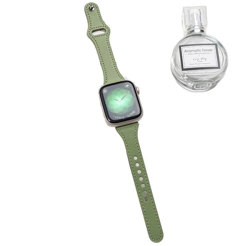 AD Green Classic Leather Strap Smartwatch Band Compatible with Apple Watch / SE with Adjustable Fit Replacement Strap for Daily Wear - Image 1