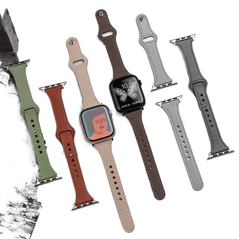 AD Green Classic Leather Strap Smartwatch Band Compatible with Apple Watch / SE with Adjustable Fit Replacement Strap for Daily Wear - Image 4