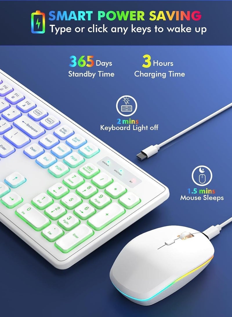 general Backlit 2.4G Wireless Keyboard and Mouse Combo Rechargeable for Office Home, USB ChargingFull Size Ergonomic Tilt Angle Keyboard with Mouse for Mac OS, for Windows - Image 2