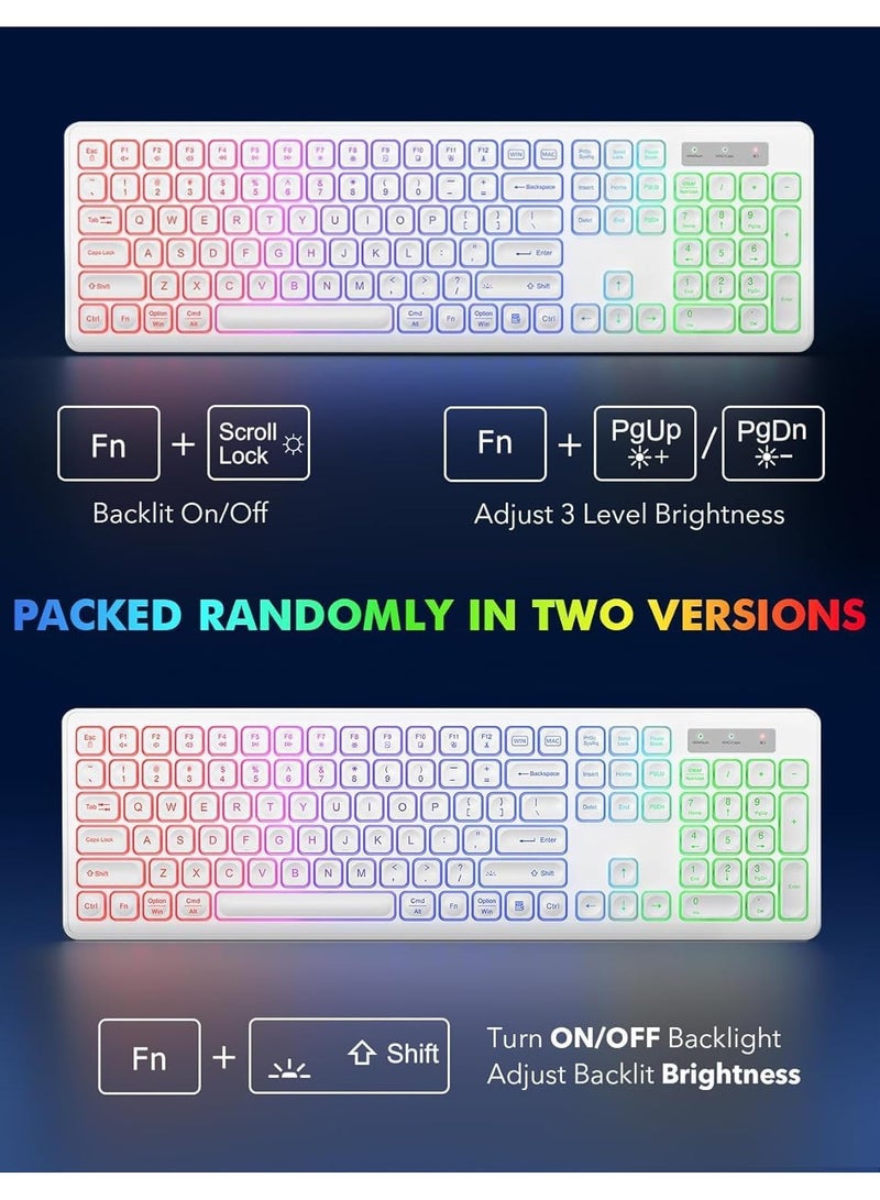 general Backlit 2.4G Wireless Keyboard and Mouse Combo Rechargeable for Office Home, USB ChargingFull Size Ergonomic Tilt Angle Keyboard with Mouse for Mac OS, for Windows - Image 5