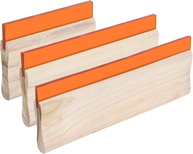Piwerod Silk Stencil Screen Printing Squeegee, 5.9 inch/9.4 inch/13.7 inch, 75 Durometer Wooden Ink Sc for Screen Printing Water Squeegee-3PCS - Image 1