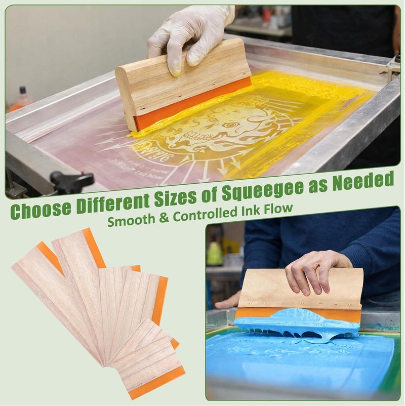 Piwerod Silk Stencil Screen Printing Squeegee, 5.9 inch/9.4 inch/13.7 inch, 75 Durometer Wooden Ink Sc for Screen Printing Water Squeegee-3PCS - Image 5