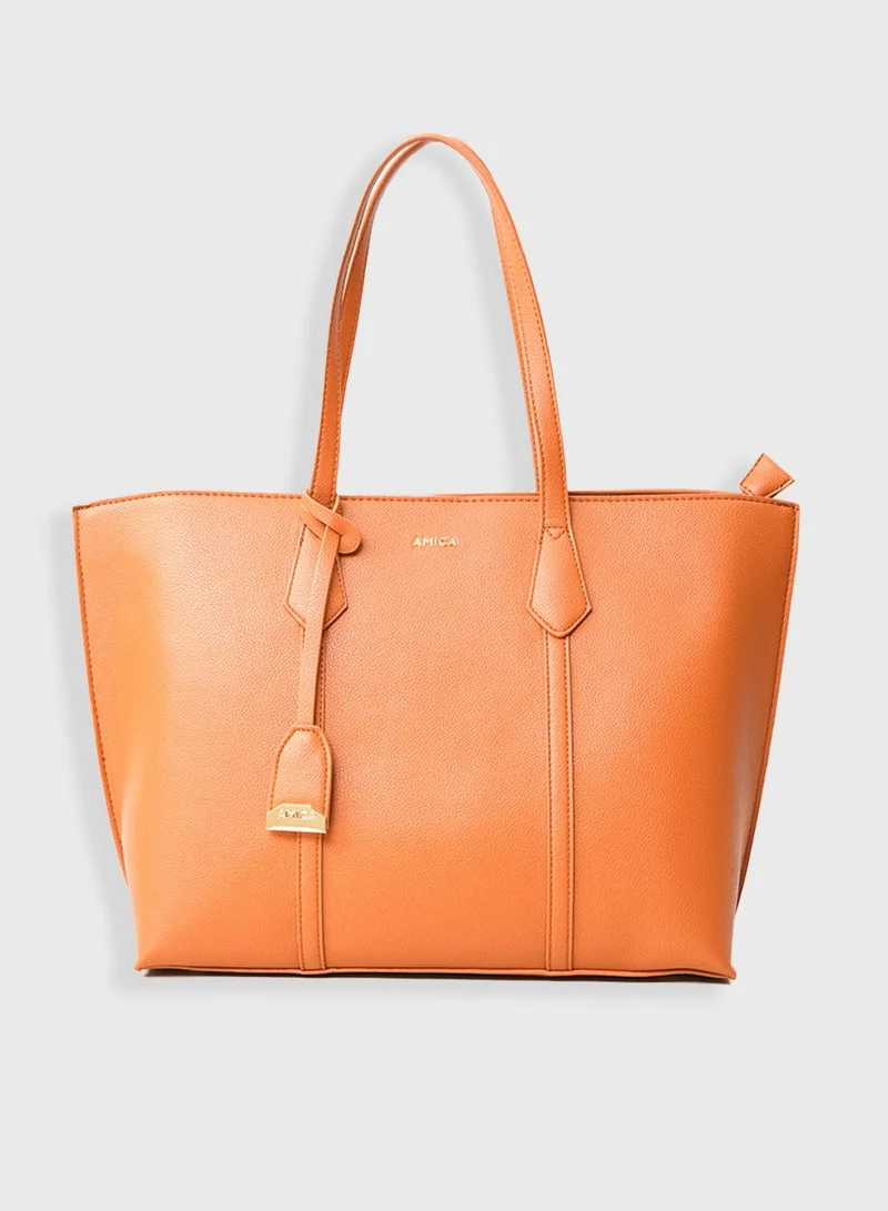AMICA Marcia Big Tote Bag for Women in Leather- Brown Tan