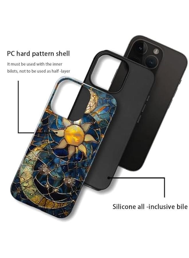 Arabest Case Compatible with iPhone 12 Pro Max - Glossy Hybrid Durable Shockproof Phone Cover,Cases for Woman Girl - Moon Stars Celestial Glass - Image 3