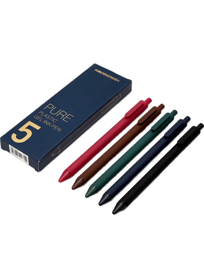Kaco [Back To School Essential] Kaco Colorful Retractable Multi-Color Gel Pens, Journaling Pens, Ink Pens, 0.5Mm Bullet Tip, Mixed Colors, 5 Pens/Box, Chinese Style K1015 - Image 1