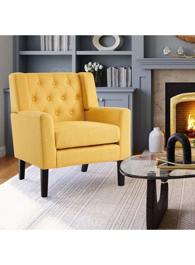 Al Home Sunny Yellow Velvet Chair Swedish Wood By Alhome 80x85 cm 