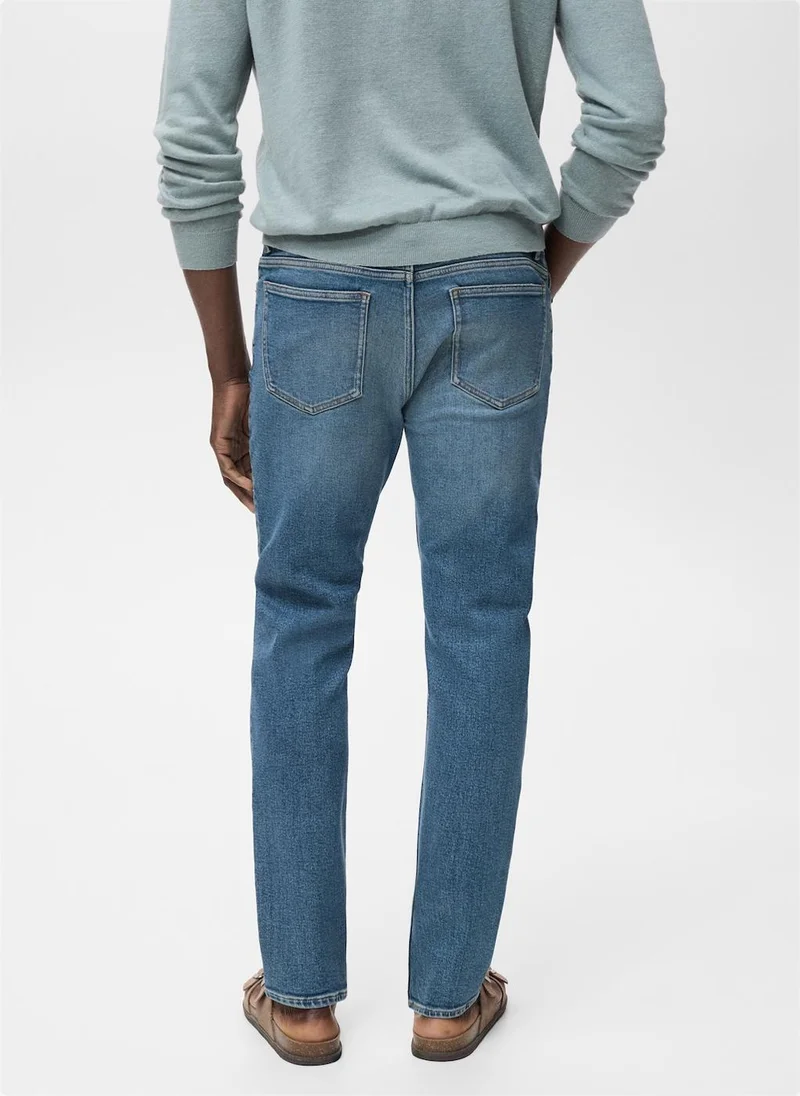 Mango Man Jan Slim-Fit Faded Medium-Wash Jeans