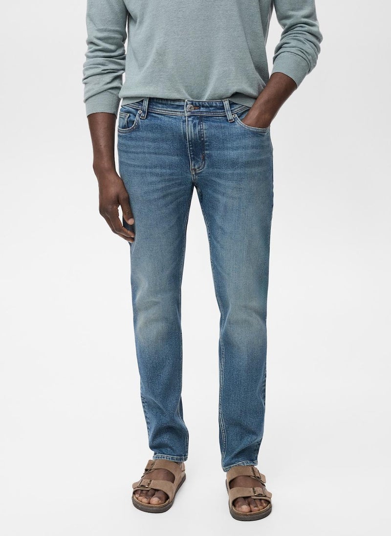 Mango Man Jan Slim-Fit Faded Medium-Wash Jeans  - Image 1
