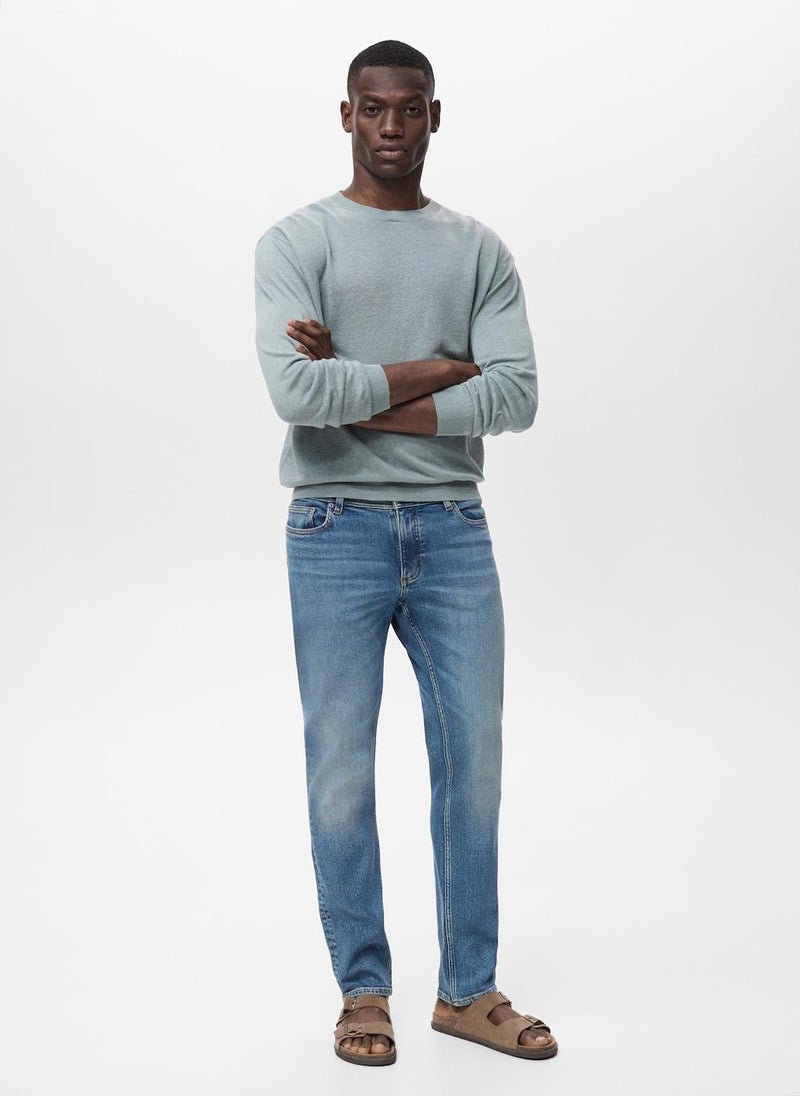 Mango Man Jan Slim-Fit Faded Medium-Wash Jeans  - Image 4