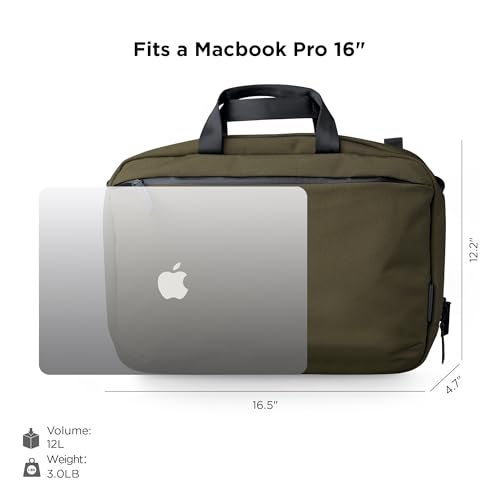 ALPAKA Elements Tech Brief Pro 12L -3-in-1 Recycled Fabric Laptop Briefcase Backpack for 16" Laptop, Anti-Theft Secure with Luggage Pass-Through, Water-Resistant, Fits Tech & Business Essentials,Green - Image 2
