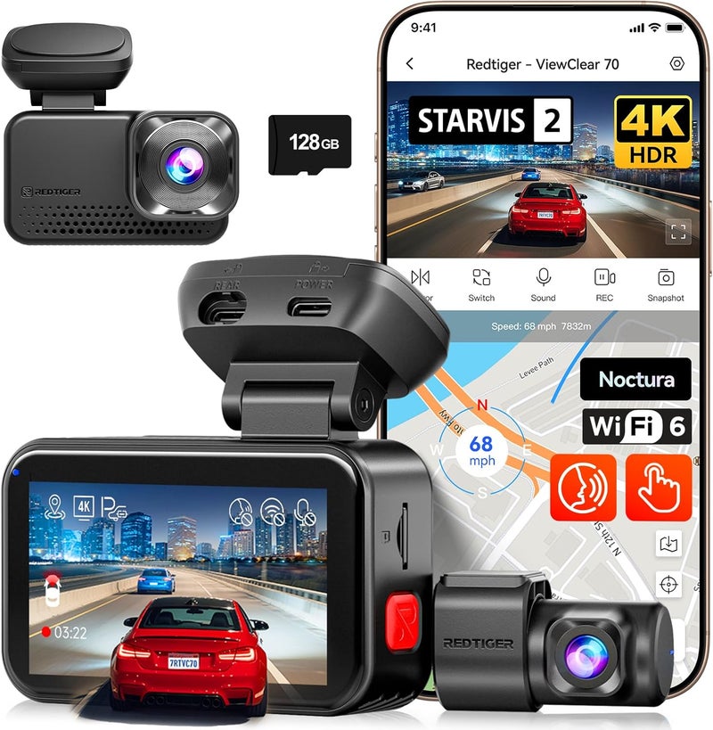 REDTIGER ViewClear 70 4K+2.5K Dash Cam with STARVIS 2 Sensor and 24H Parking Monitor - Image 1